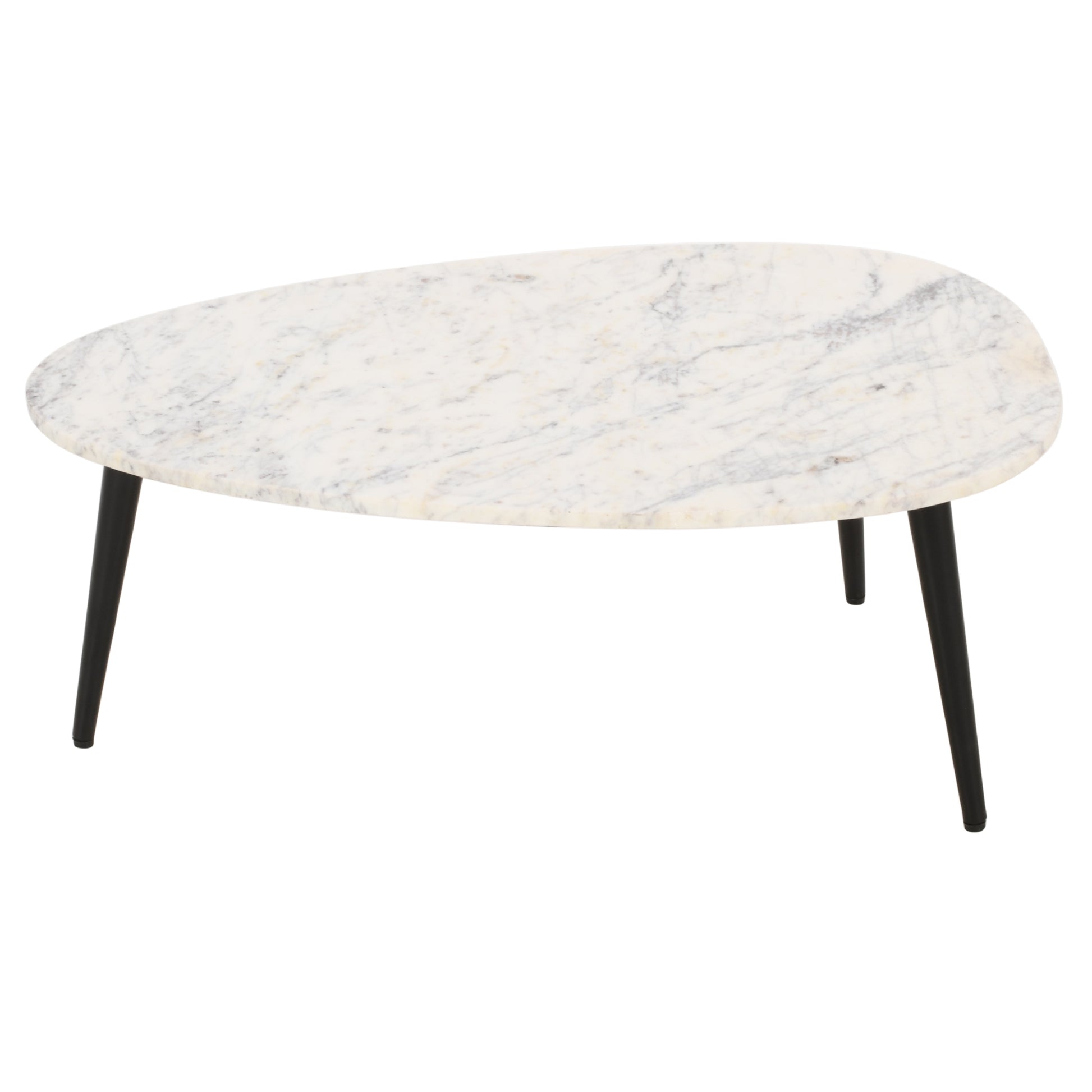 Coffee Table With White Marble Top & Metal Legs