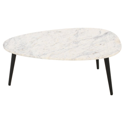 Coffee Table With White Marble Top & Metal Legs