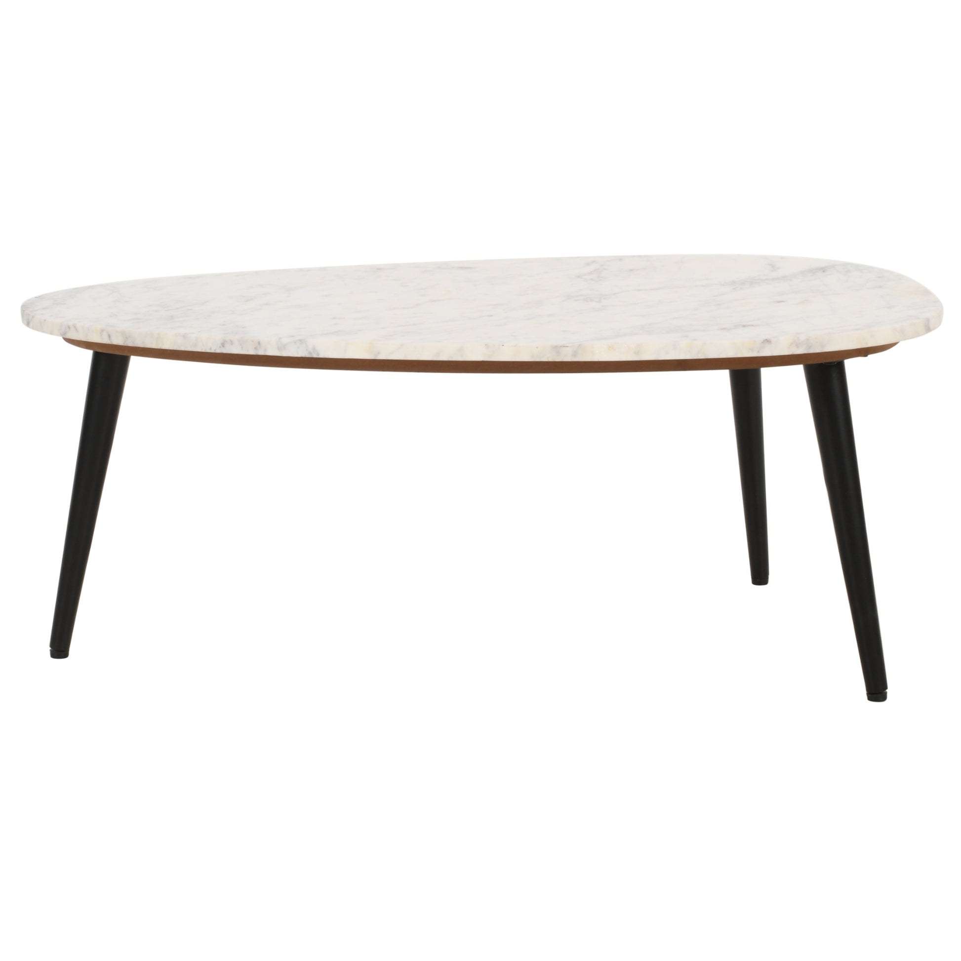 Coffee Table With White Marble Top & Metal Legs