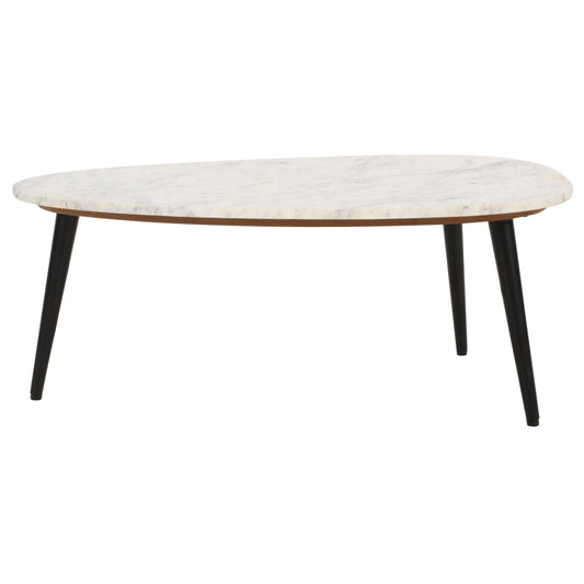 Coffee Table With White Marble Top & Metal Legs