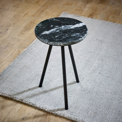Side Table With Black Marble Top & Metal Legs