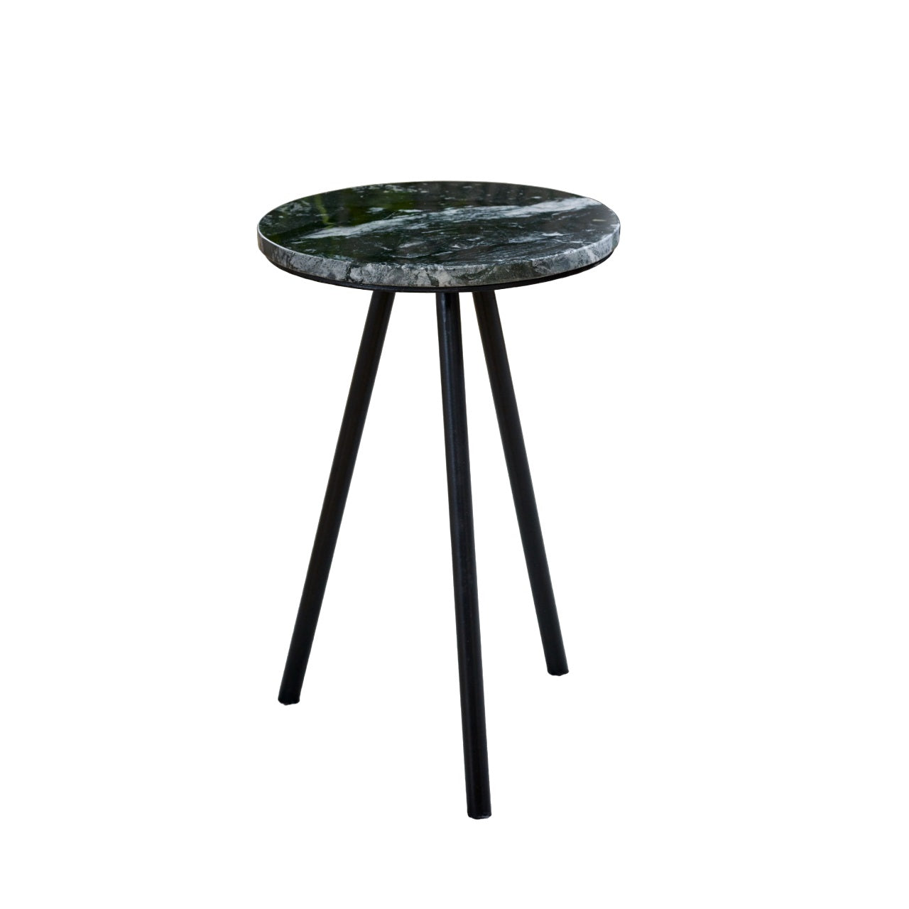 Side Table With Black Marble Top & Metal Legs