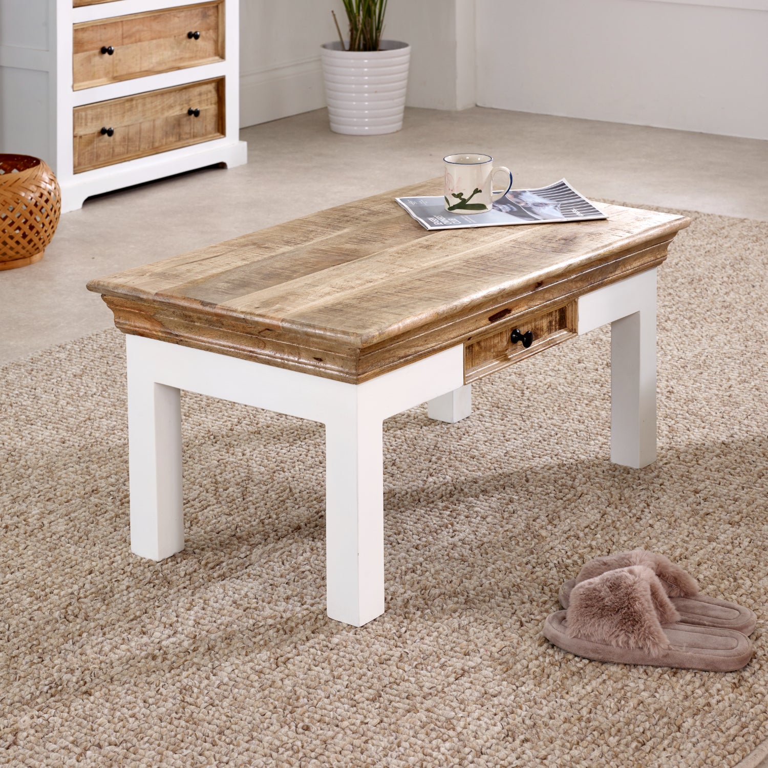 Coffee Table With Drawer Solid Mango Wood