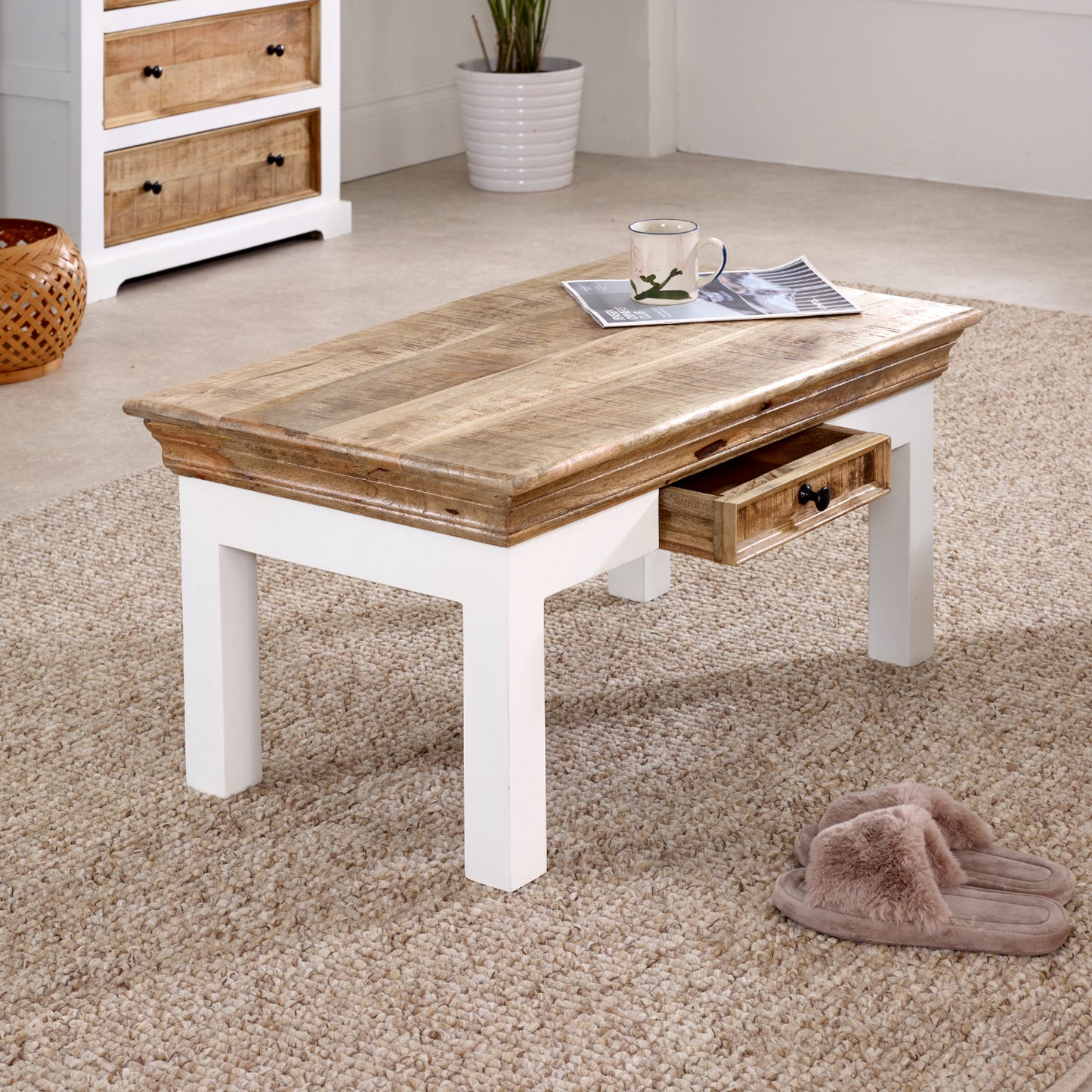 Coffee Table With Drawer Solid Mango Wood