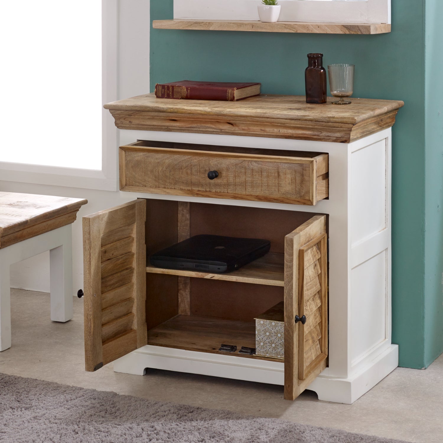 Wood Sideboard - 1 Drawer & 2 Doors