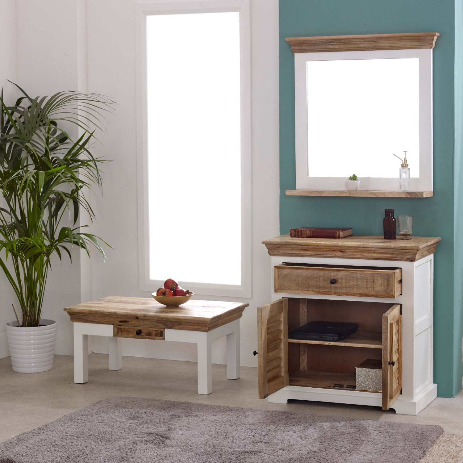 Wood Sideboard - 1 Drawer & 2 Doors