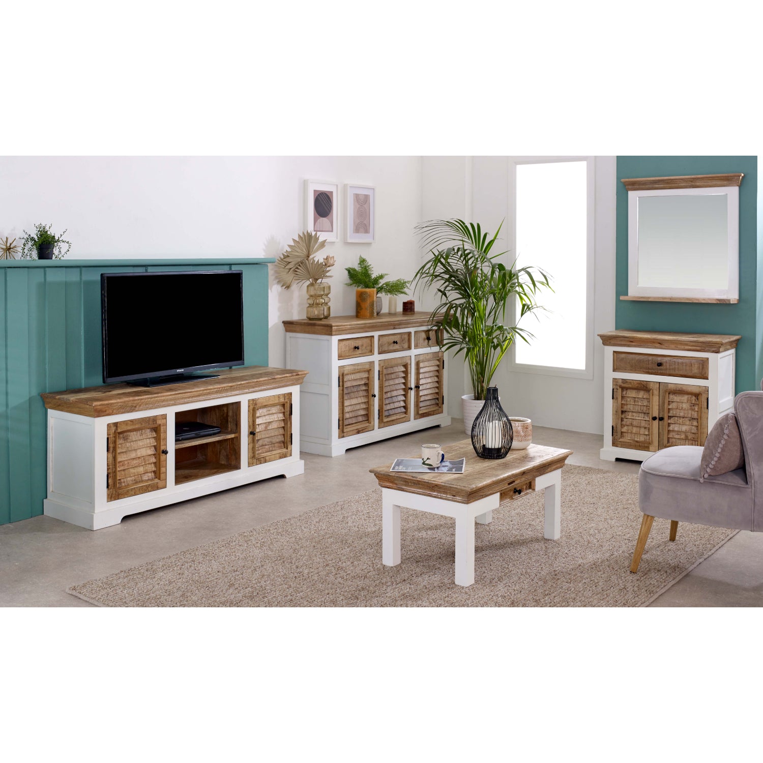 Wood Sideboard - 1 Drawer & 2 Doors