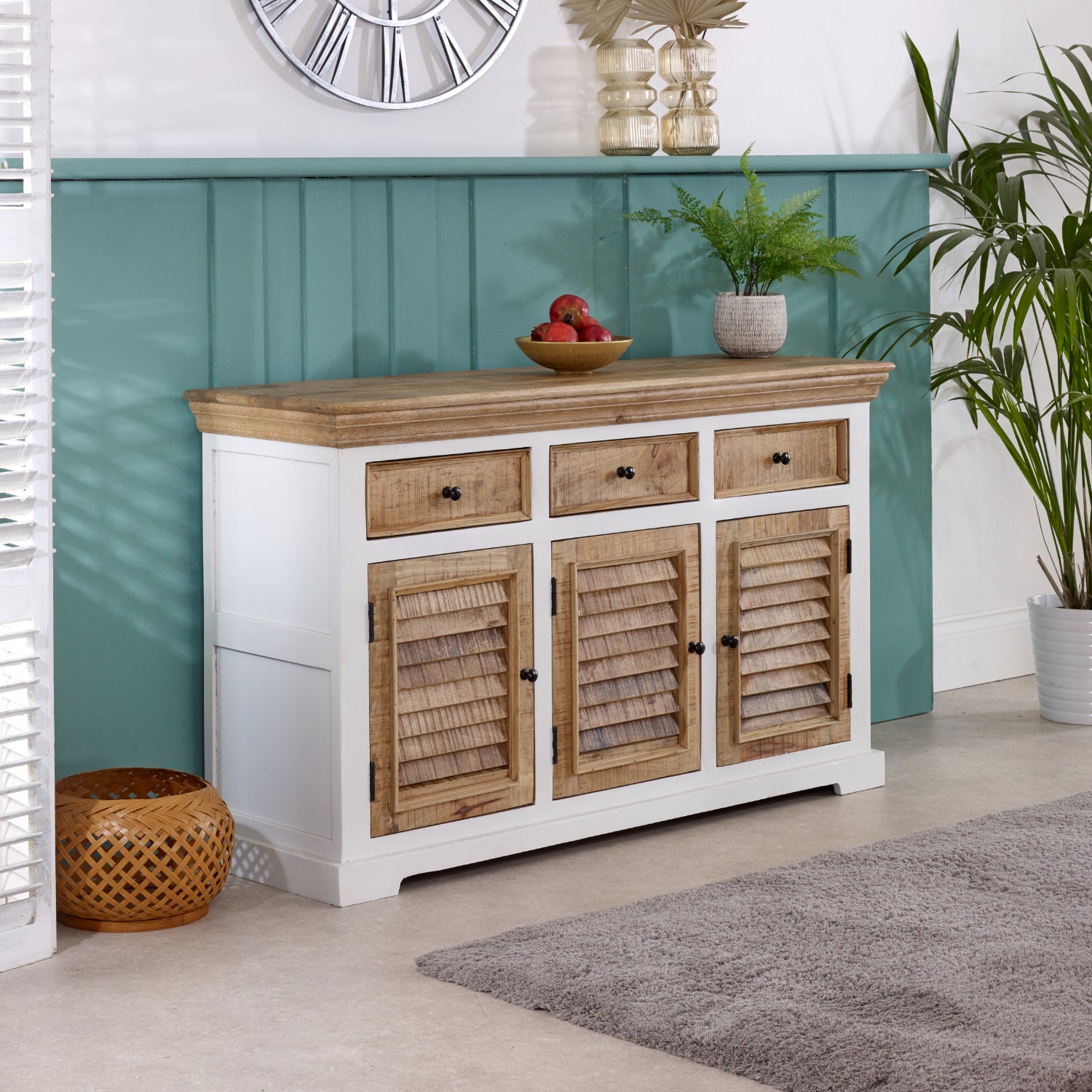 Wood Sideboard - 3 Drawers & 3 Doors