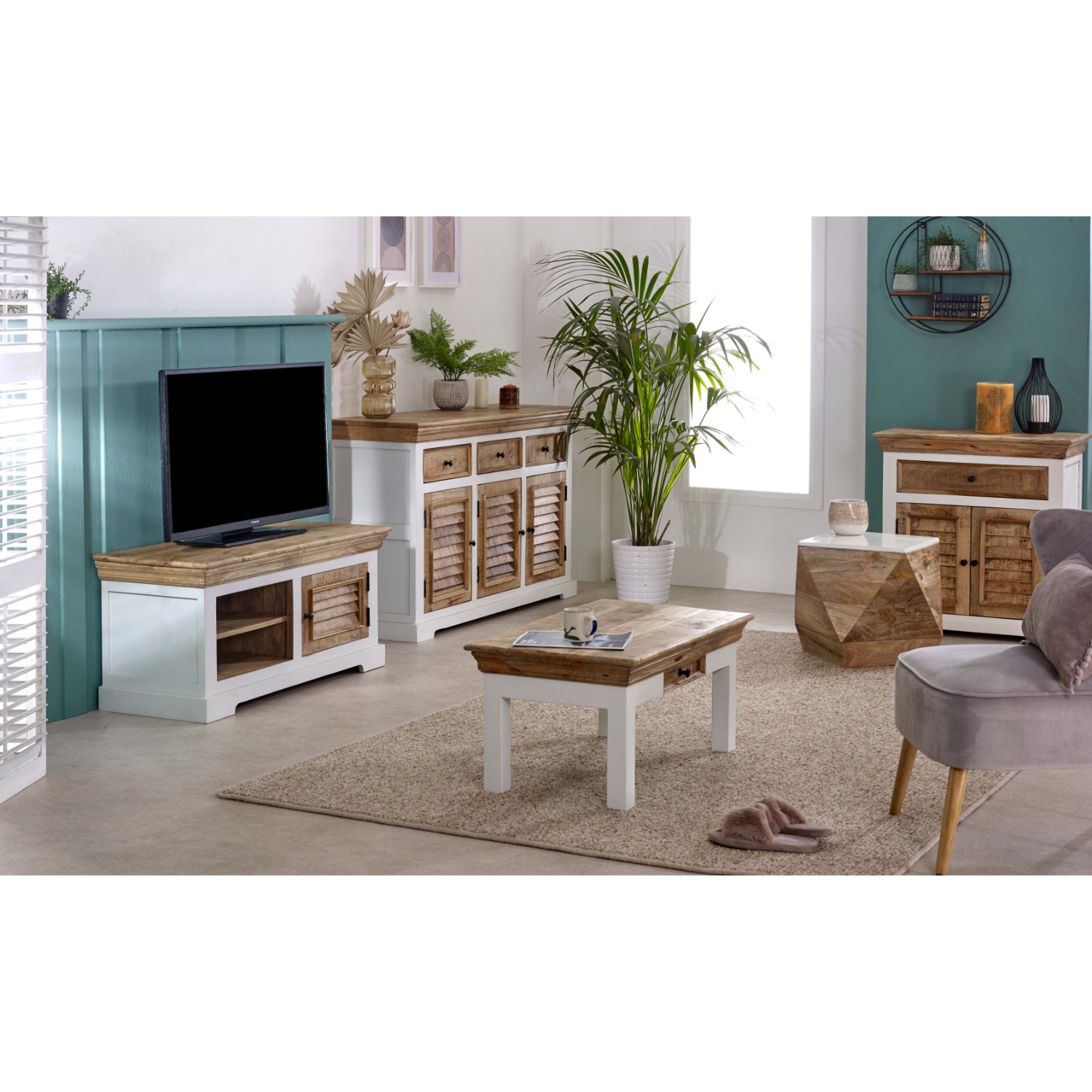 Wood Sideboard - 3 Drawers & 3 Doors