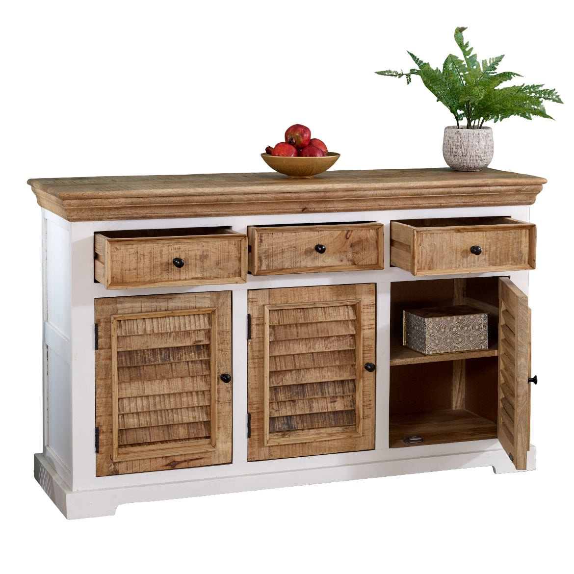 Wood Sideboard - 3 Drawers & 3 Doors