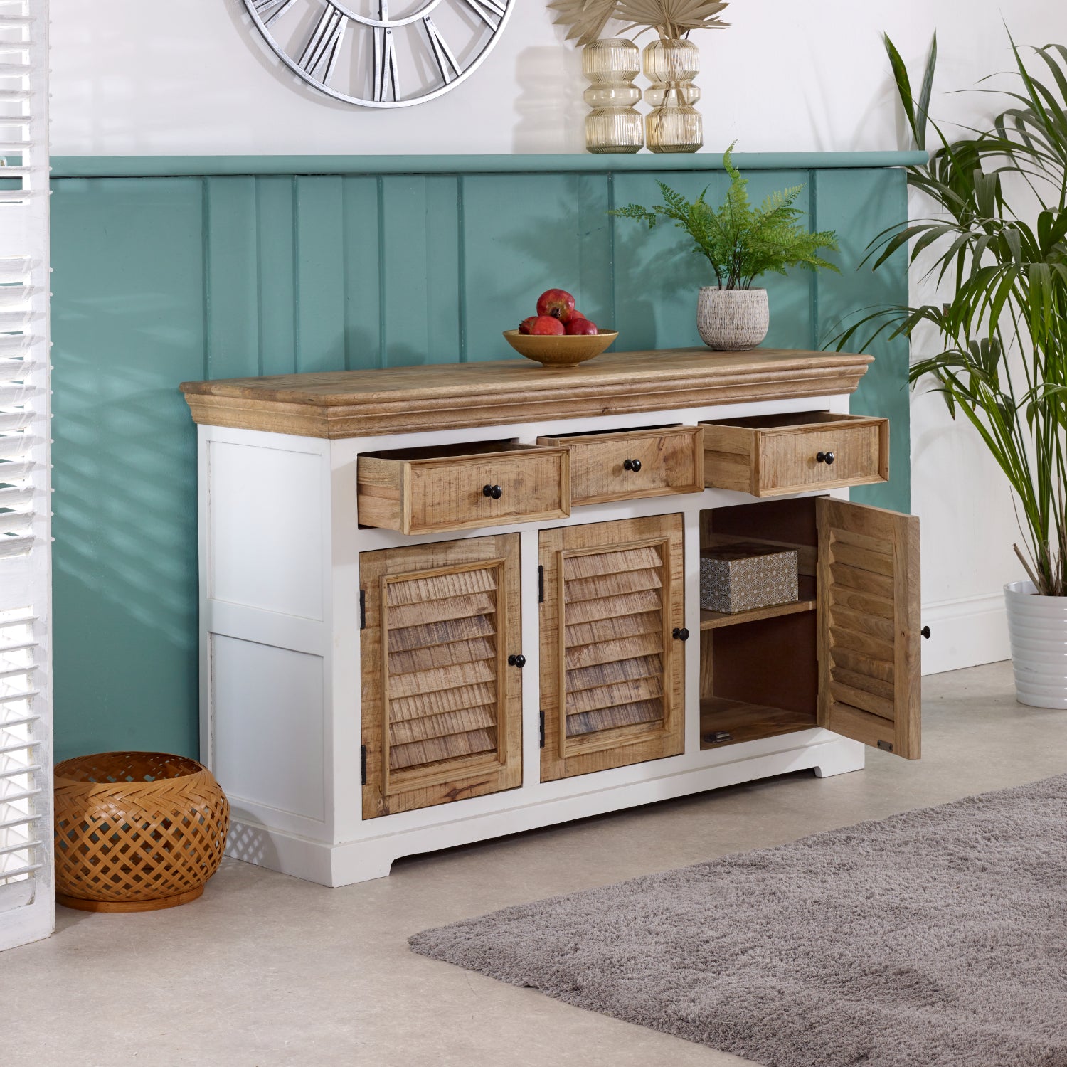 Wood Sideboard - 3 Drawers & 3 Doors