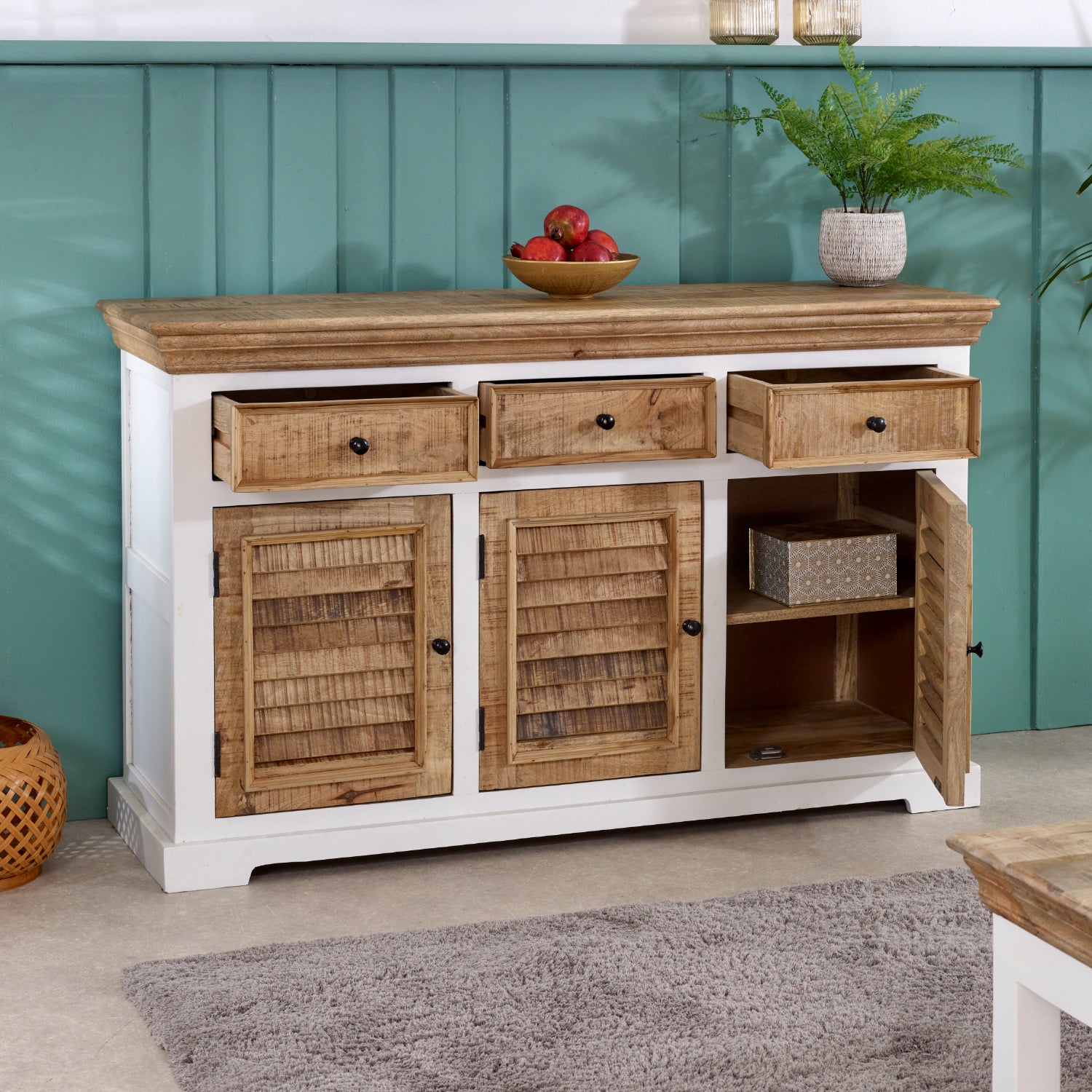 Wood Sideboard - 3 Drawers & 3 Doors