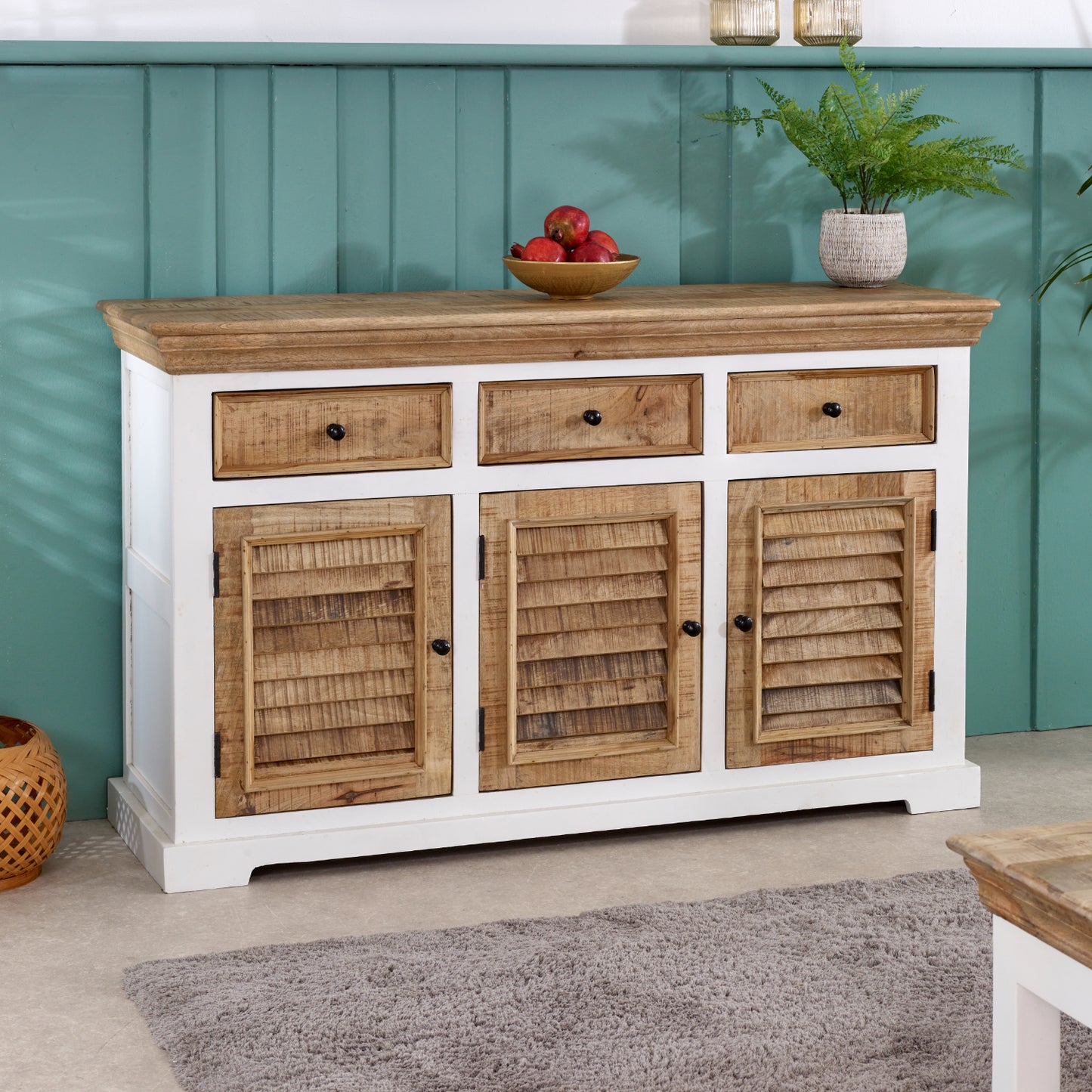 Wood Sideboard - 3 Drawers & 3 Doors