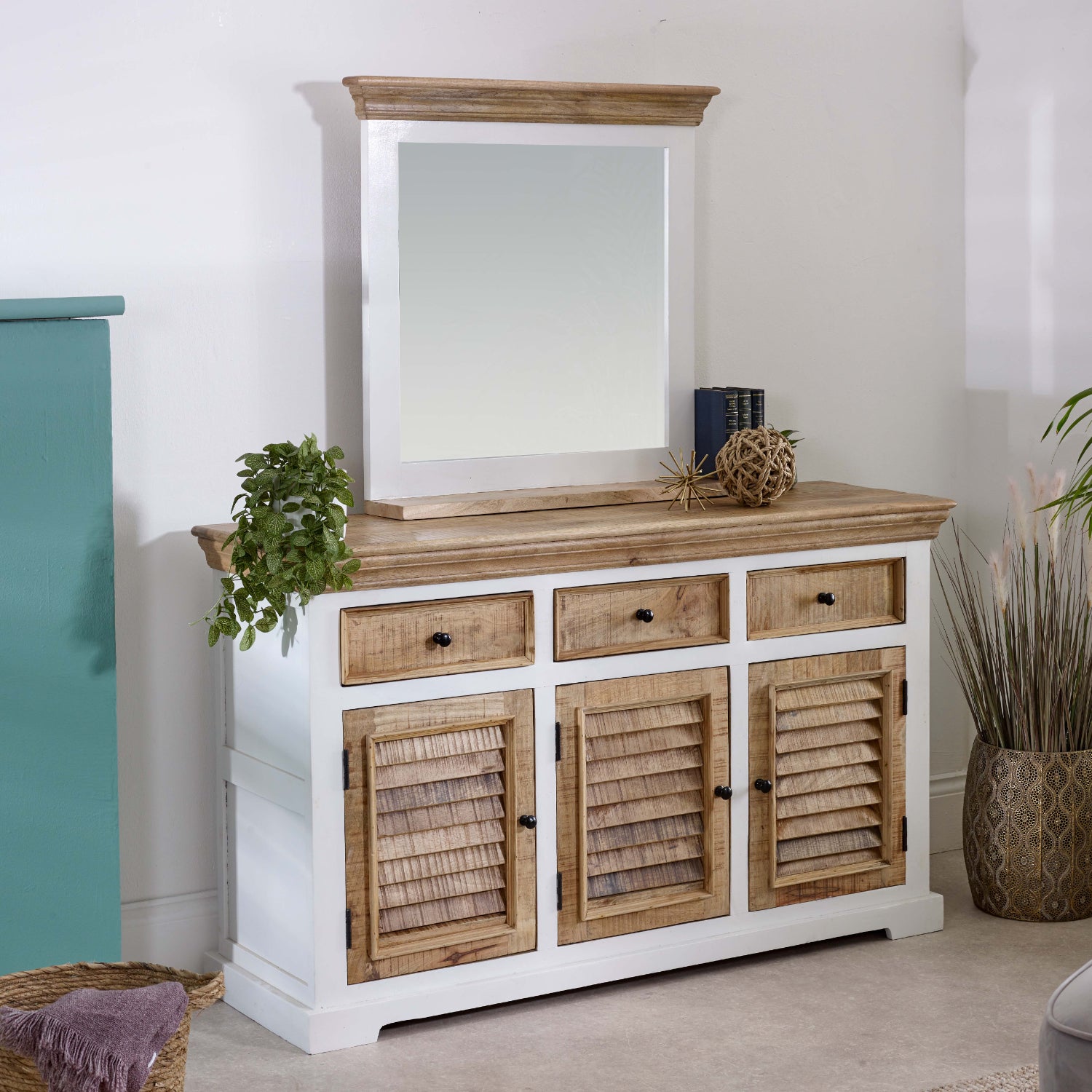 Wood Sideboard - 3 Drawers & 3 Doors