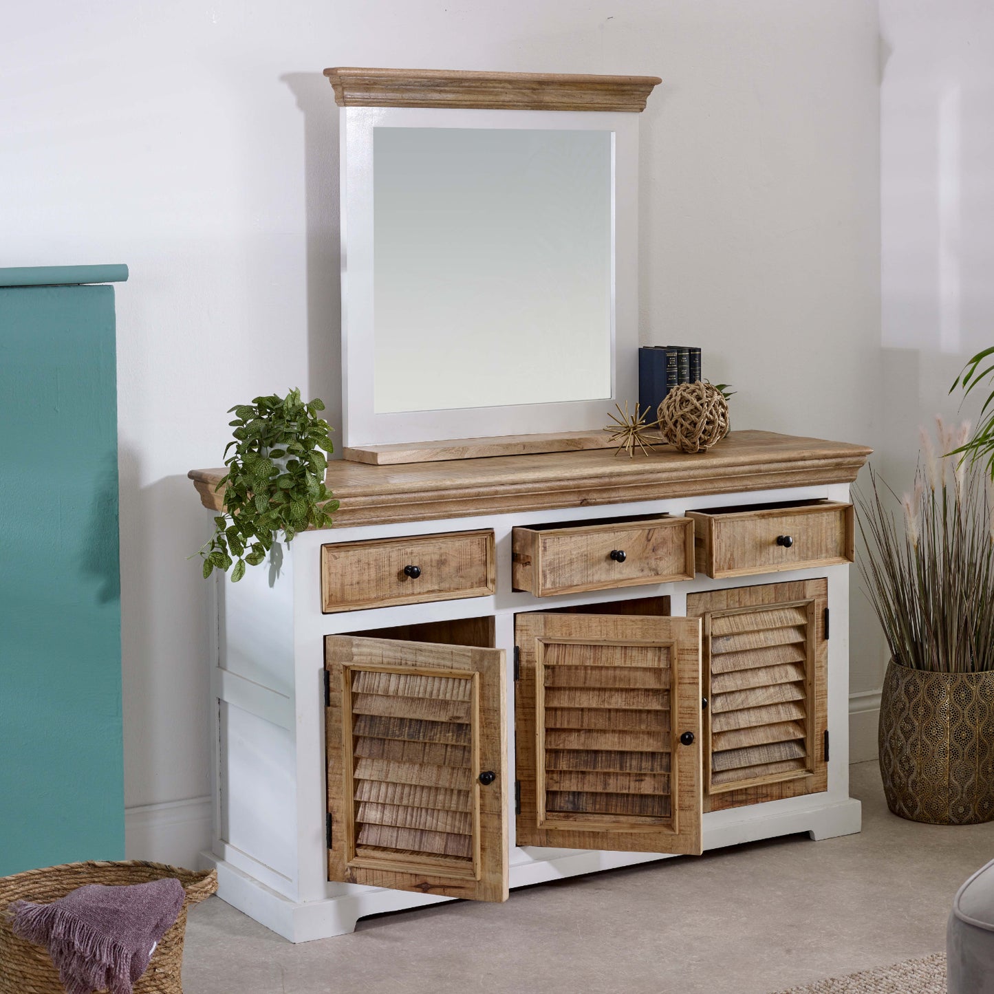 Wood Sideboard - 3 Drawers & 3 Doors