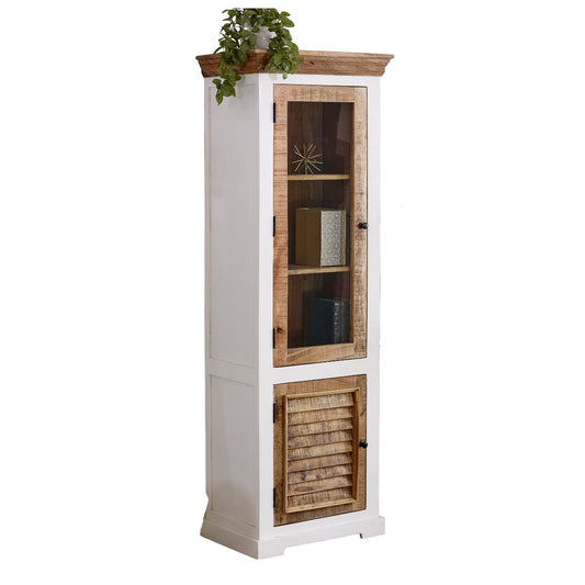 Wood Bookcase/Display Cabinet - 3 Shelves & 1 Door