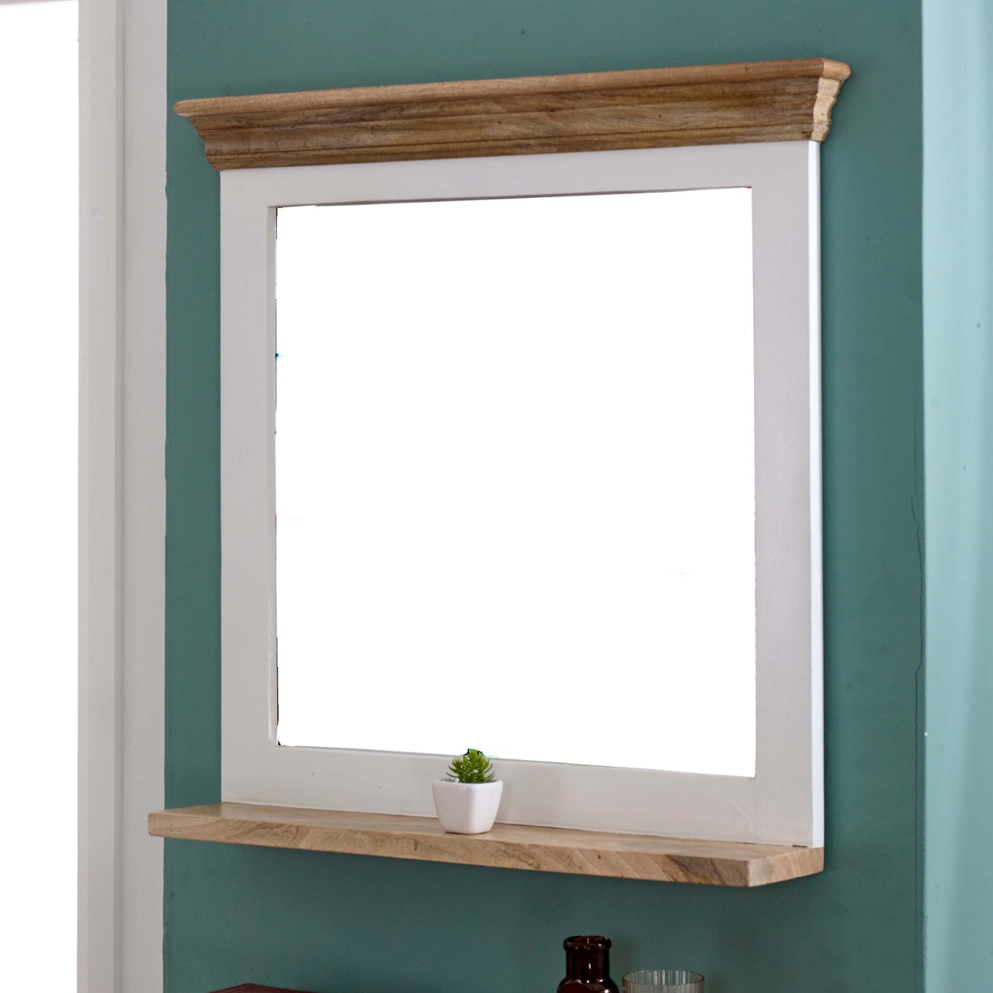 Mirror Frame With Shelf Solid Mango Wood
