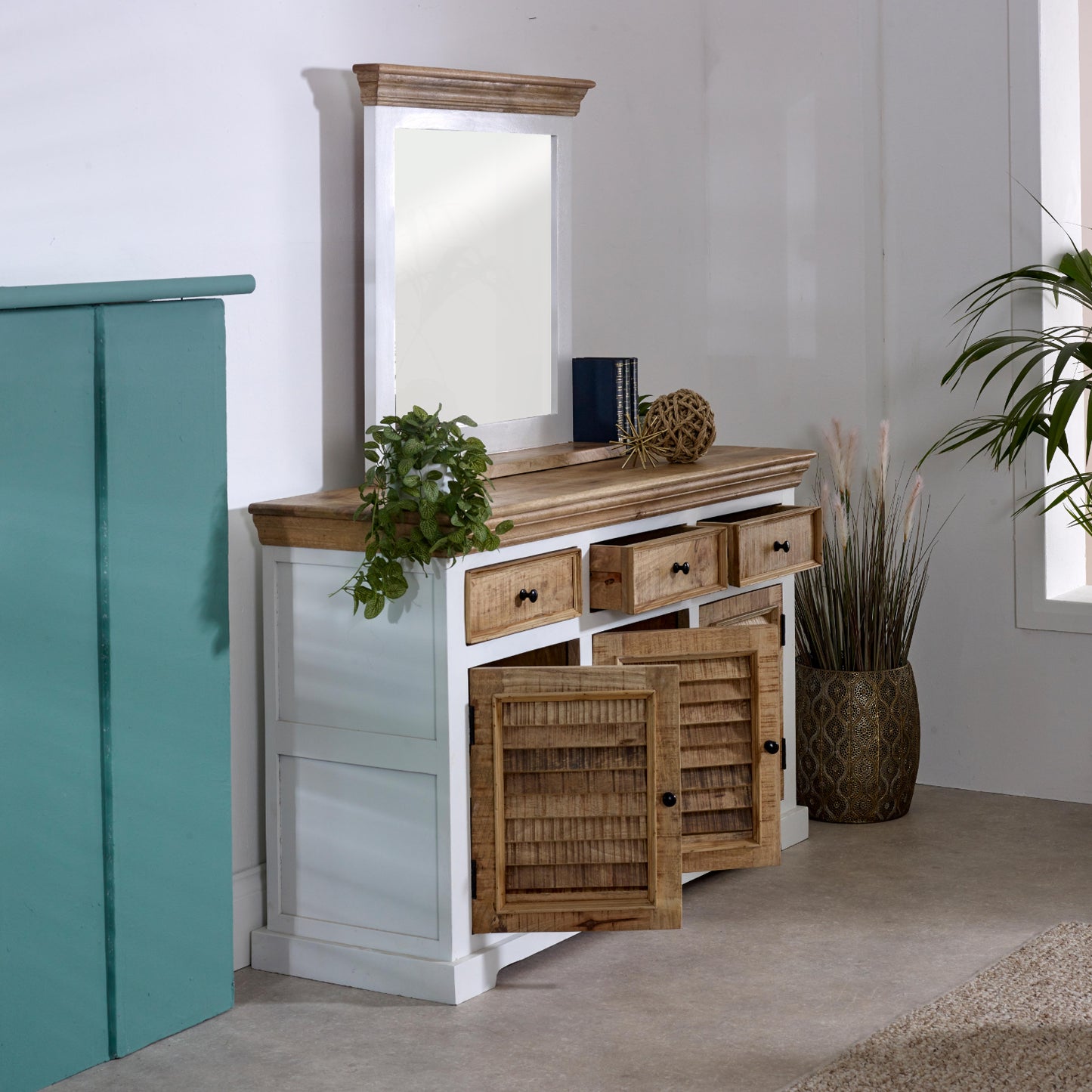 Mirror Frame With Shelf Solid Mango Wood