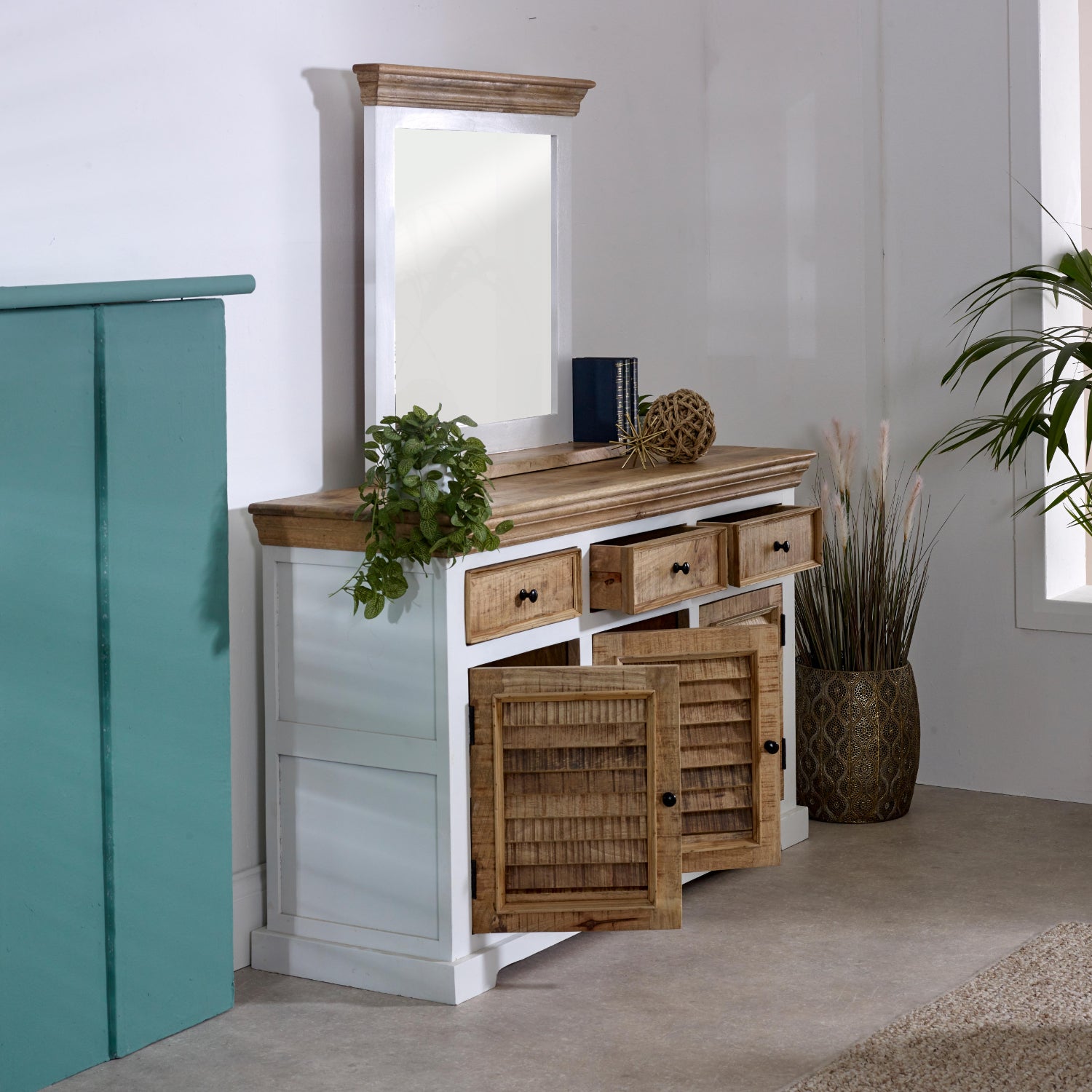 Mirror Frame With Shelf Solid Mango Wood