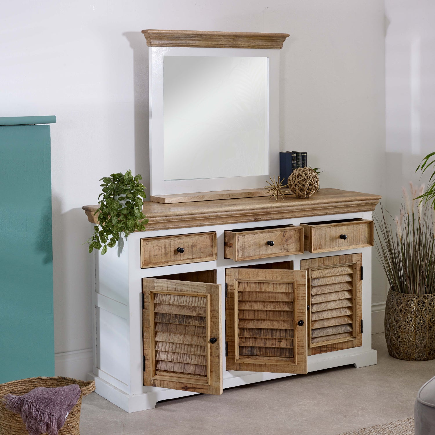 Mirror Frame With Shelf Solid Mango Wood