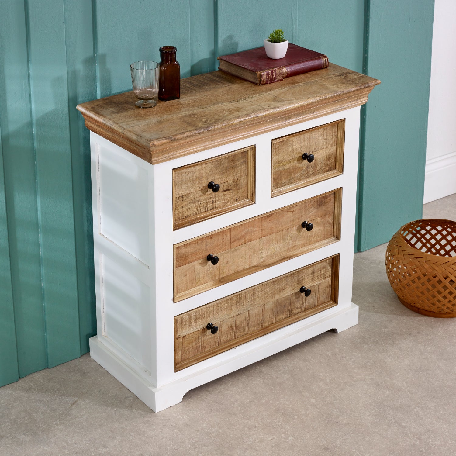 Solid Mango Wood 4 Chest Of Drawers