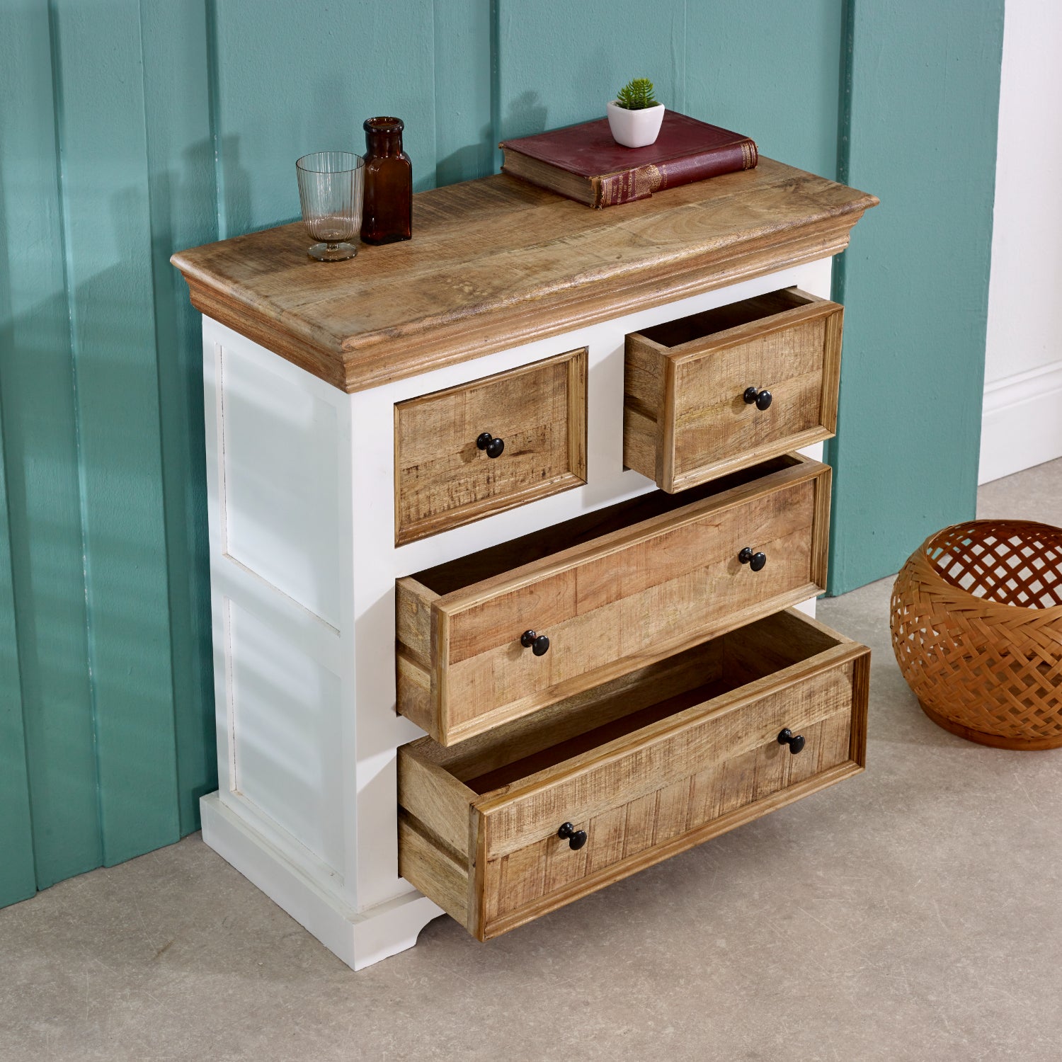 Solid Mango Wood 4 Chest Of Drawers