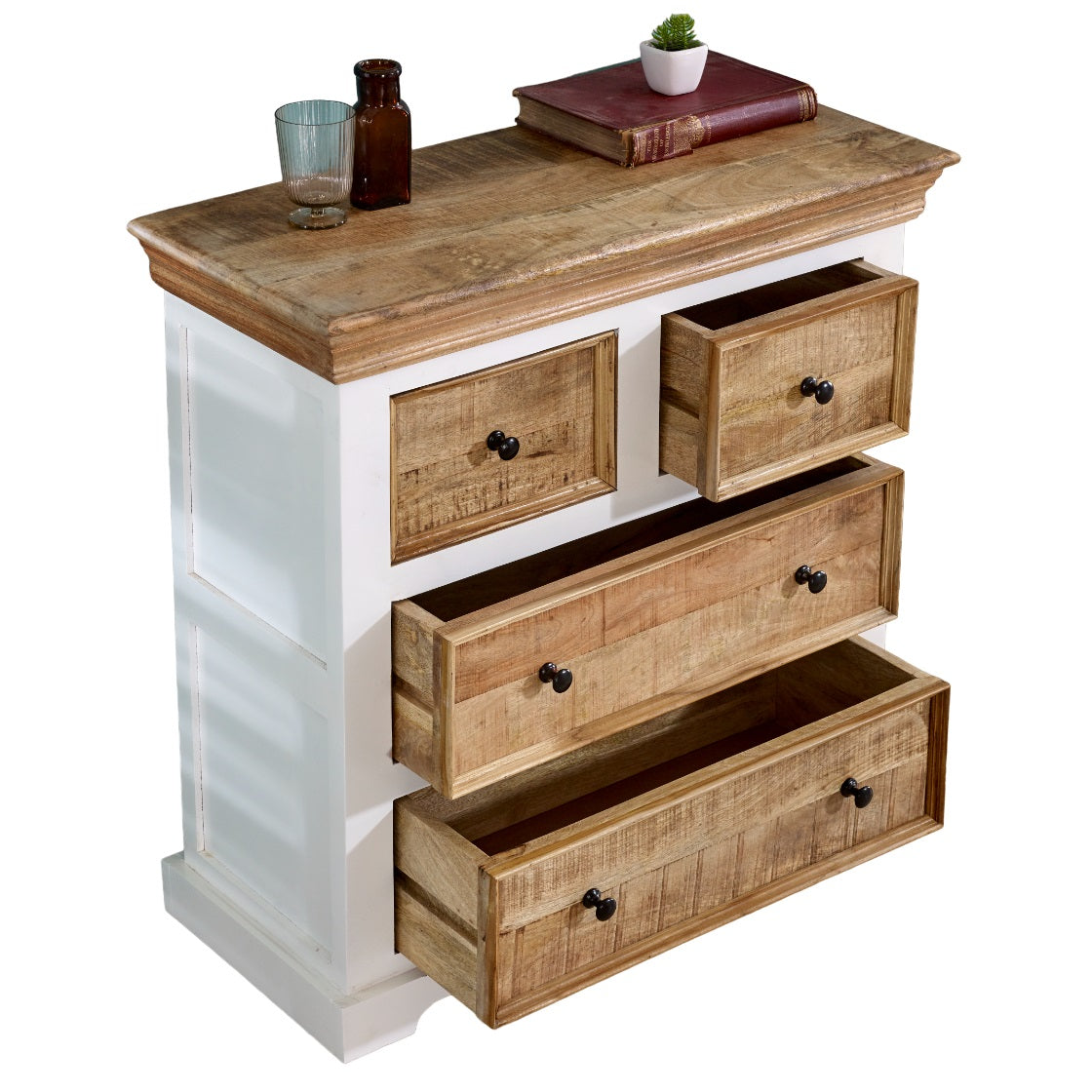 Solid Mango Wood 4 Chest Of Drawers