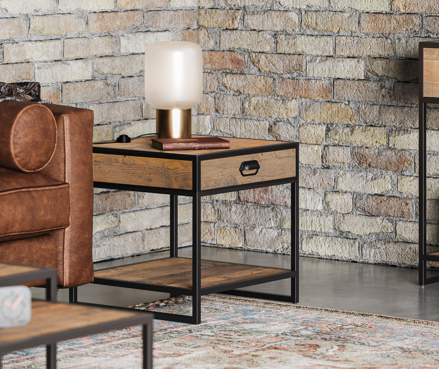 Lamp / Side Table With Drawer : 