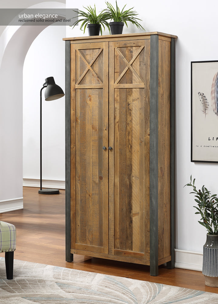 Reclaimed Living Room Storage Cabinet : , Large living room reclaimed Wood and Steel Storage Cabinet, stylish