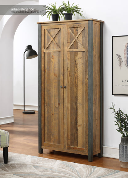 Reclaimed Living Room Storage Cabinet : , Large living room reclaimed Wood and Steel Storage Cabinet, stylish