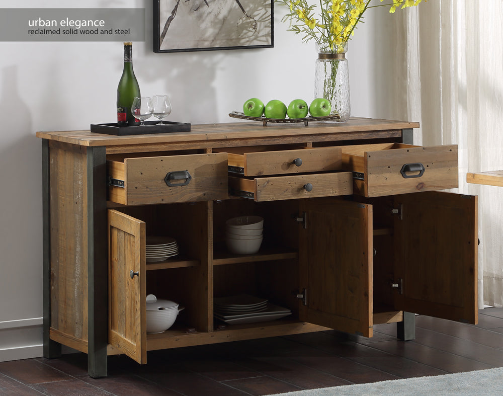 Reclaimed Sideboard :  Reclaimed Wood and Steel Sideboard, stylish