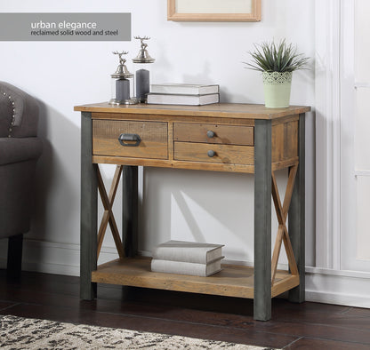 Reclaimed Small Console Table :  Reclaimed Wood and Steel Small Console Table, stylish