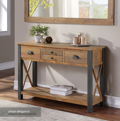 Reclaimed Console Table :  Reclaimed Wood and Steel Large Console Table, stylish
