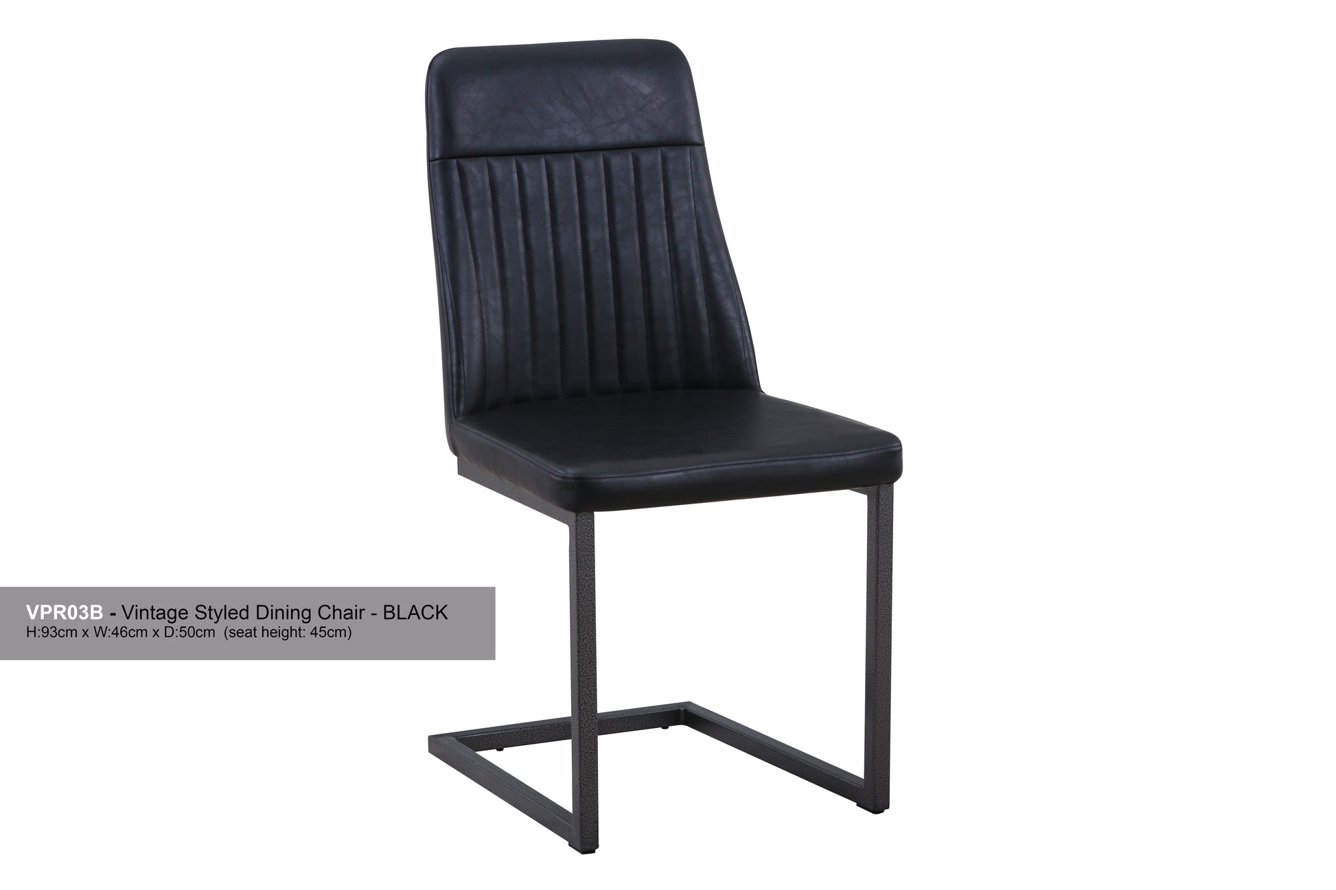 Vintage Styled Black PU Leather Dining Chair (Pack of Two) :  Reclaimed Range, Black Steel Framed Chair With Antiqued, Distressed Leather, stylish