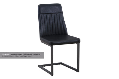 Vintage Styled Black PU Leather Dining Chair (Pack of Two) :  Reclaimed Range, Black Steel Framed Chair With Antiqued, Distressed Leather, stylish