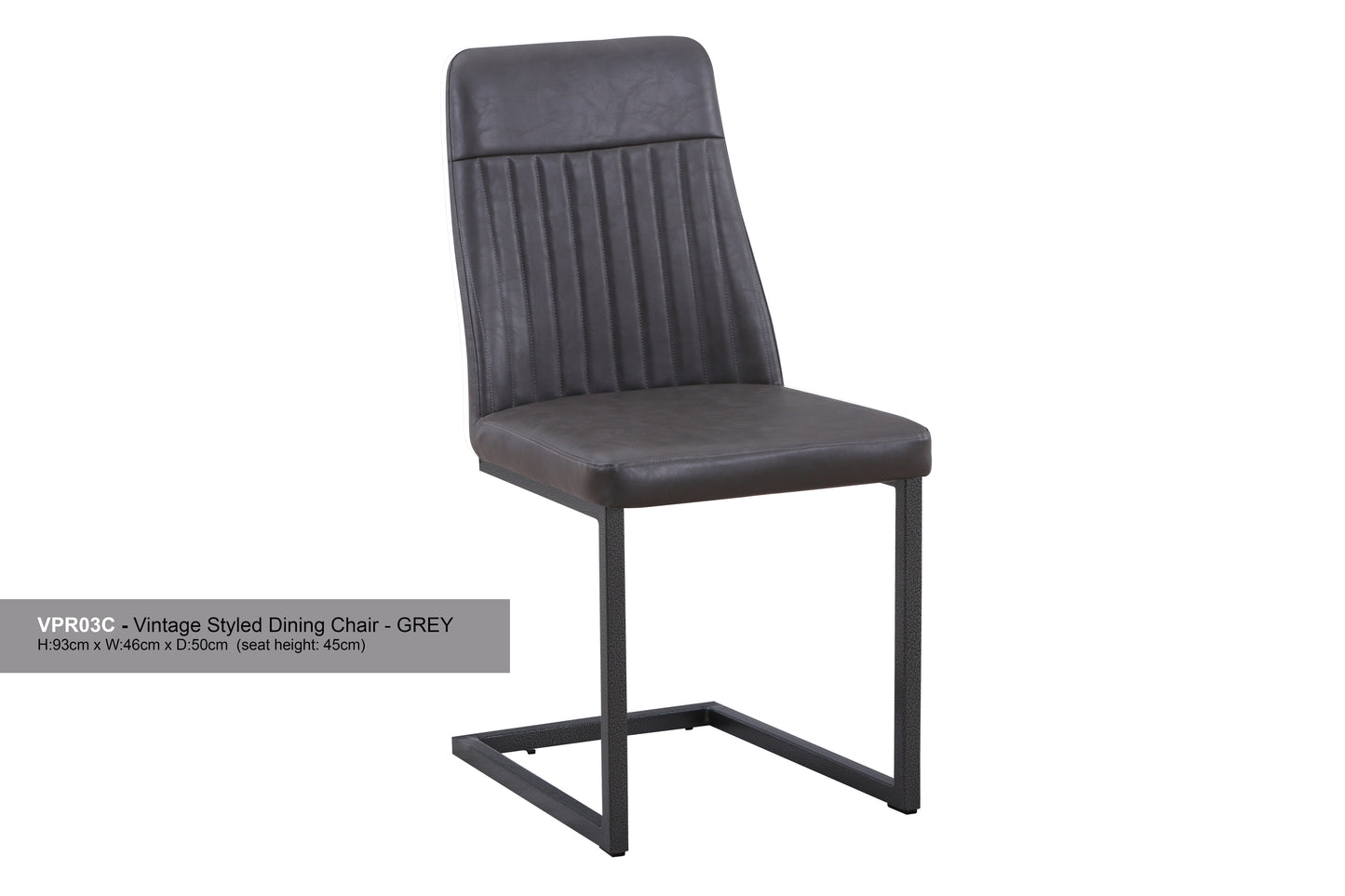 Vintage Styled Grey PU Leather Dining Chair (Pack of Two) :  Reclaimed Range, Grey Leather, Steel Framed Chair With Antiqued, Distressed Leather, stylish