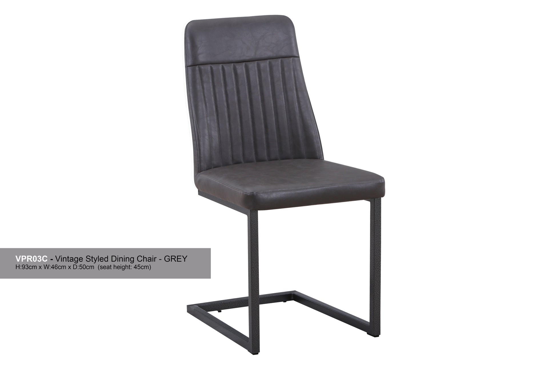 Vintage Styled Grey PU Leather Dining Chair (Pack of Two) :  Reclaimed Range, Grey Leather, Steel Framed Chair With Antiqued, Distressed Leather, stylish