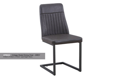 Vintage Styled Grey PU Leather Dining Chair (Pack of Two) :  Reclaimed Range, Grey Leather, Steel Framed Chair With Antiqued, Distressed Leather, stylish