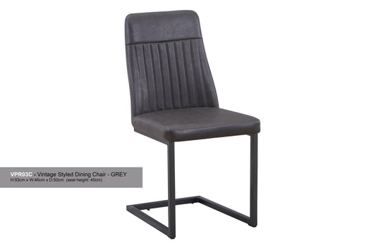 Vintage Styled Grey PU Leather Dining Chair (Pack of Two) :  Reclaimed Range, Grey Leather, Steel Framed Chair With Antiqued, Distressed Leather, stylish