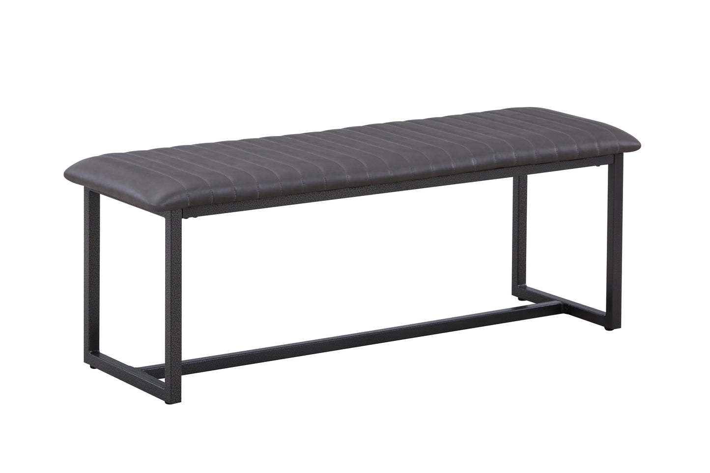 Vintage Styled Grey PU Leather Dining Bench :  Reclaimed Range, Grey Leather, Steel Framed Dining Bench With Antiqued, Distressed Leather, stylish