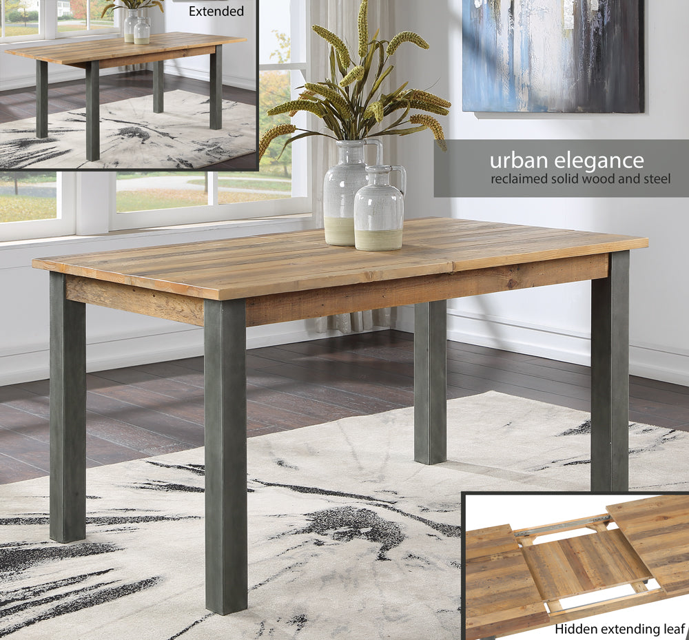 Reclaimed Extending Dining Table :  Reclaimed Wood and Steel Extending Dining Table, stylish