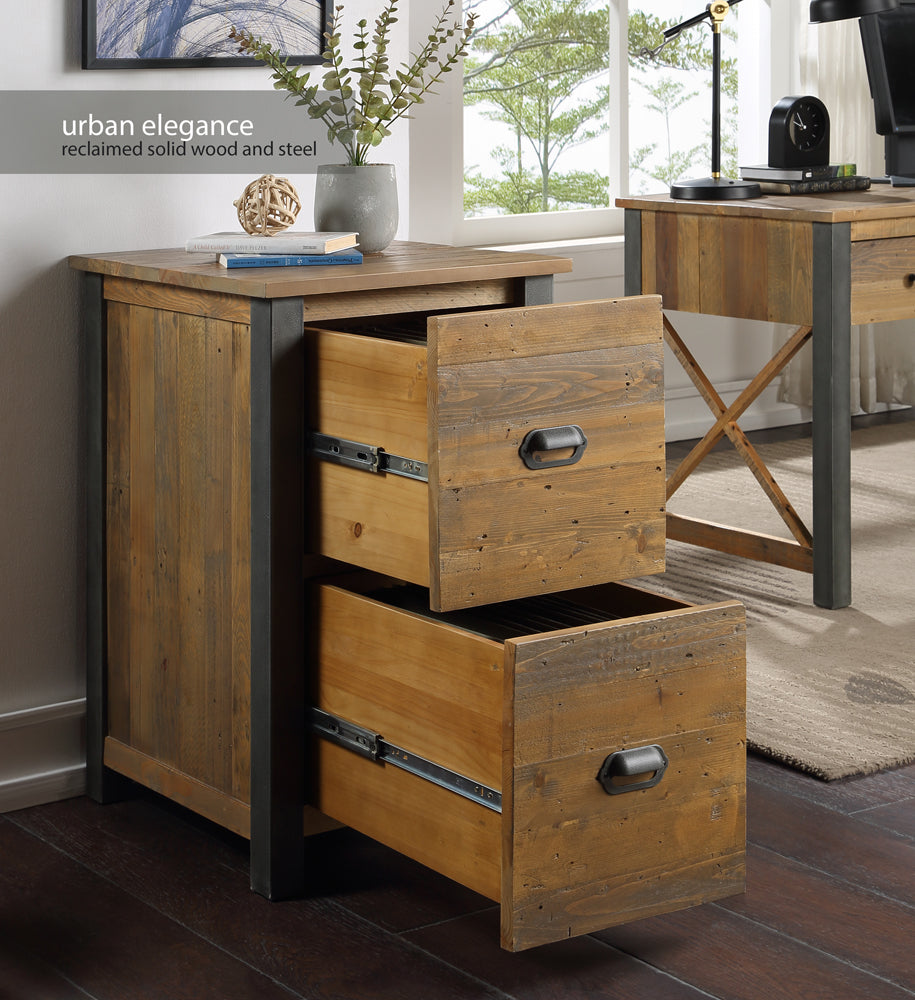 Reclaimed Two Drawer Filing Cabinet :  Reclaimed Wood and Steel Filing Cabinet, stylish