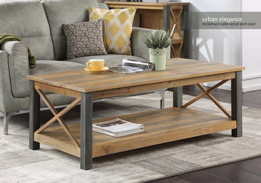 Reclaimed Extra Large Coffee Table :  Reclaimed Wood and Steel Coffee Table, stylish