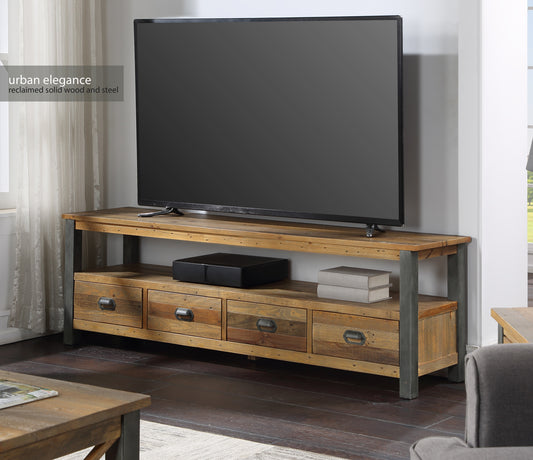 Reclaimed Extra Large Widescreen TV unit :  Reclaimed Wood and Steel Large Television Cabinet, stylish