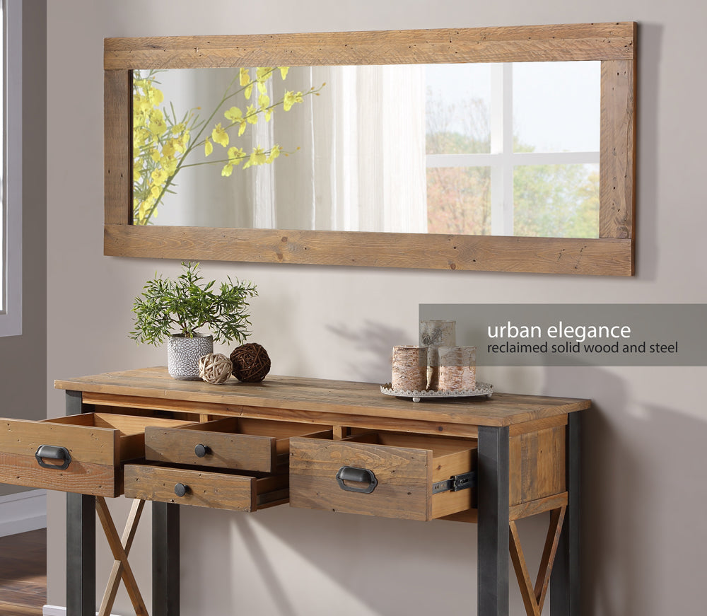 Reclaimed Extra Long Wall  Mirror :  Reclaimed Wood Long Mirror, stylish
