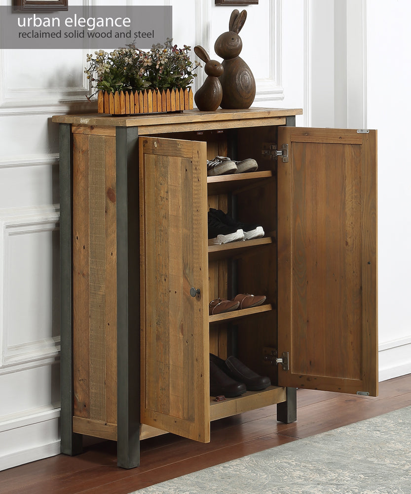 Reclaimed Small Shoe Storage Cupboard :  Reclaimed Wood and Steel Shoe Storage Cupboard, stylish