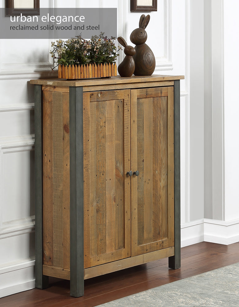 Reclaimed Small Shoe Storage Cupboard :  Reclaimed Wood and Steel Shoe Storage Cupboard, stylish