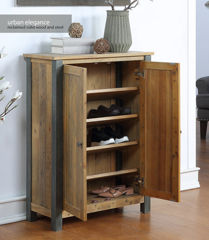 Reclaimed Large Shoe Storage Cupboard :  Reclaimed Wood and Steel Shoe Storage Cupboard, stylish