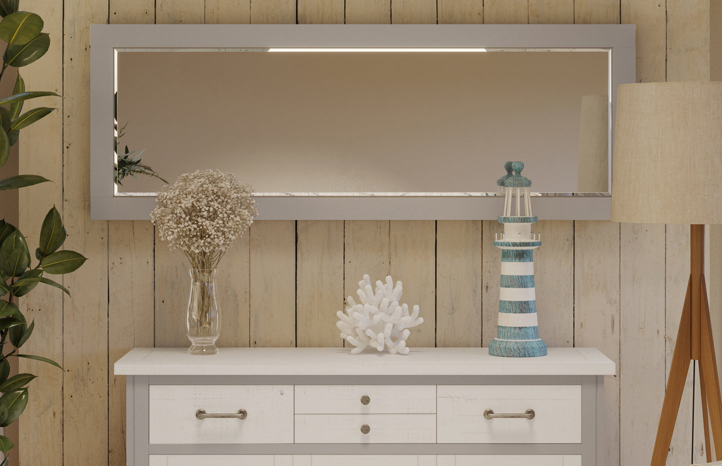 Extra Long Wall Mirror (Hangs Landscape & Portrait) : 