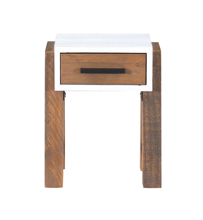 Reclaimed Open Side Table With One Drawer : 
